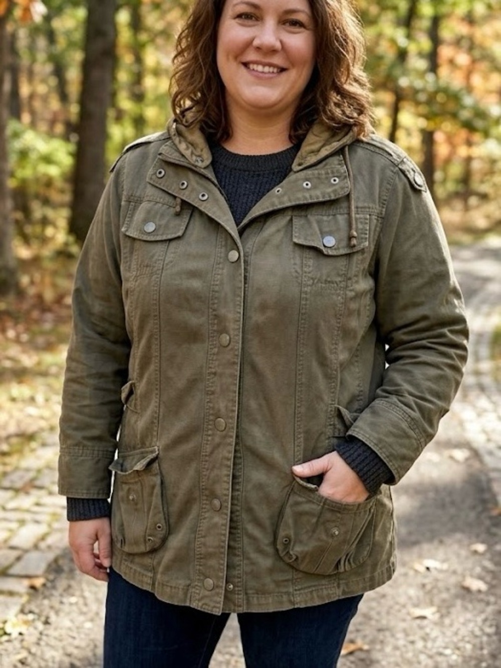 Cotton Ginny Olive Green Utility Field Jacket Gorpcore Military Khaki Rugged